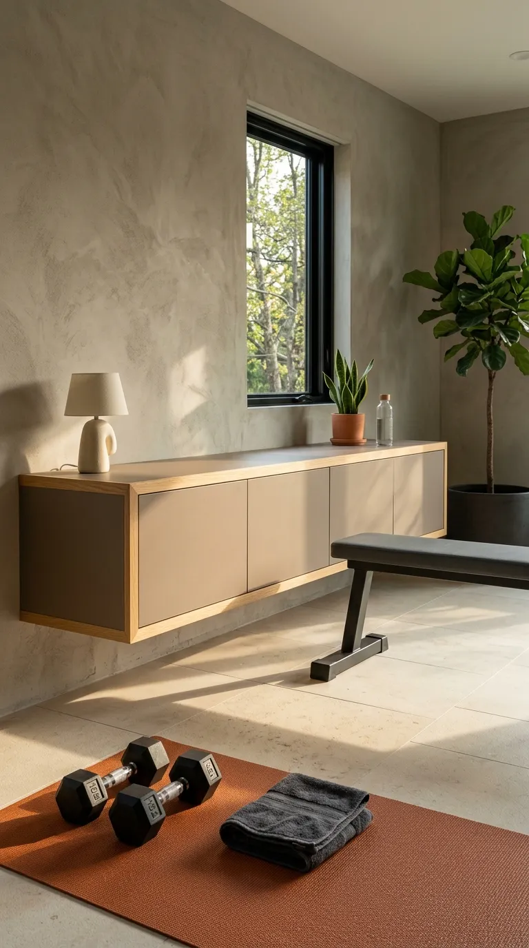 modern home gym ideas for spare rooms Floating Cabinet Gym