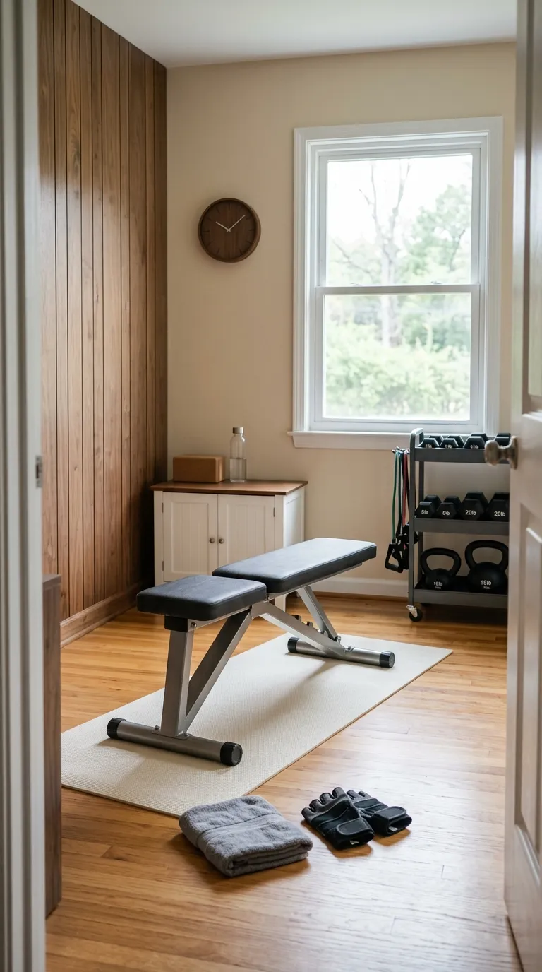 modern home gym ideas for spare rooms Folding Bench Layout