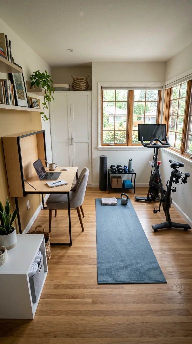 modern home gym ideas for spare rooms Murphy Desk Gym