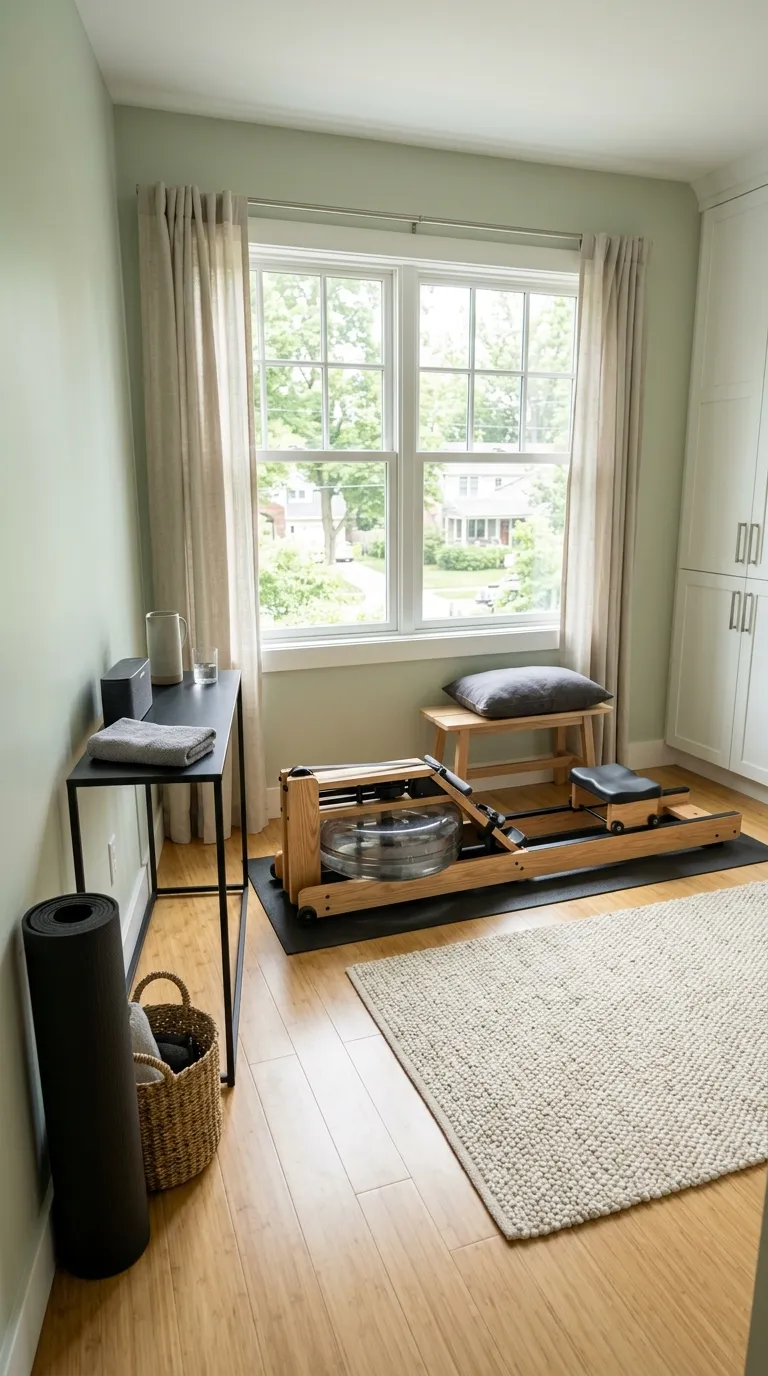 modern home gym ideas for spare rooms Slim Vertical Equipment Storage