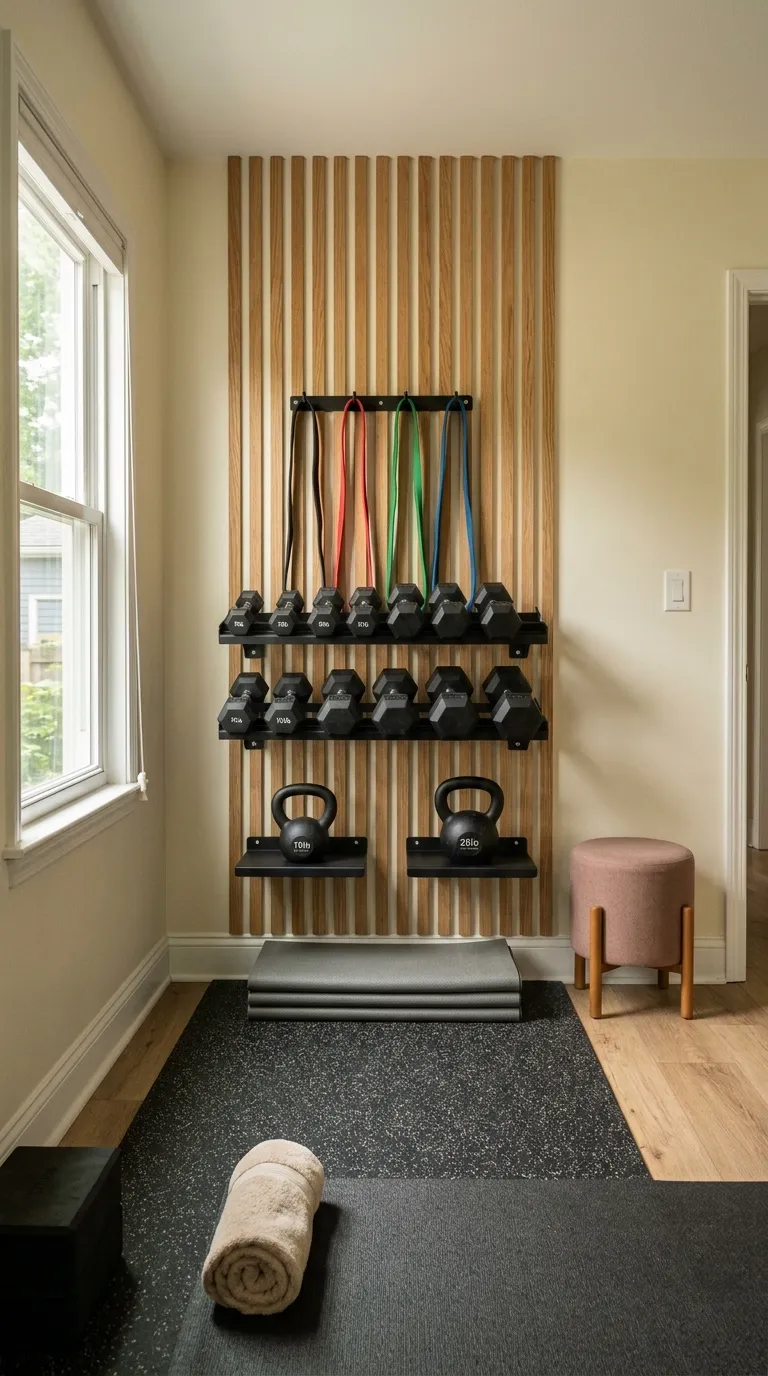 modern home gym ideas for spare rooms Wall-Mounted Weight Rack