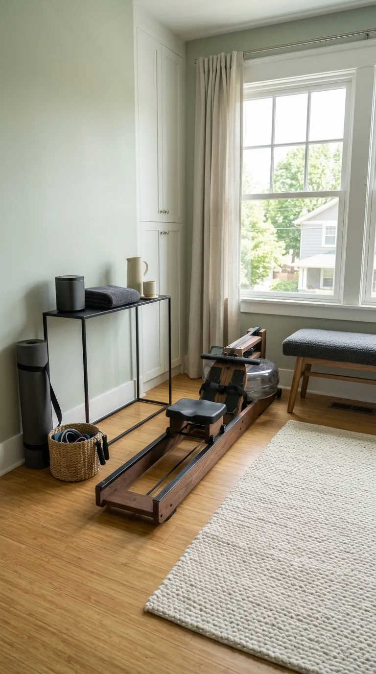 modern home gym ideas for spare rooms Window-Side Cardio Space