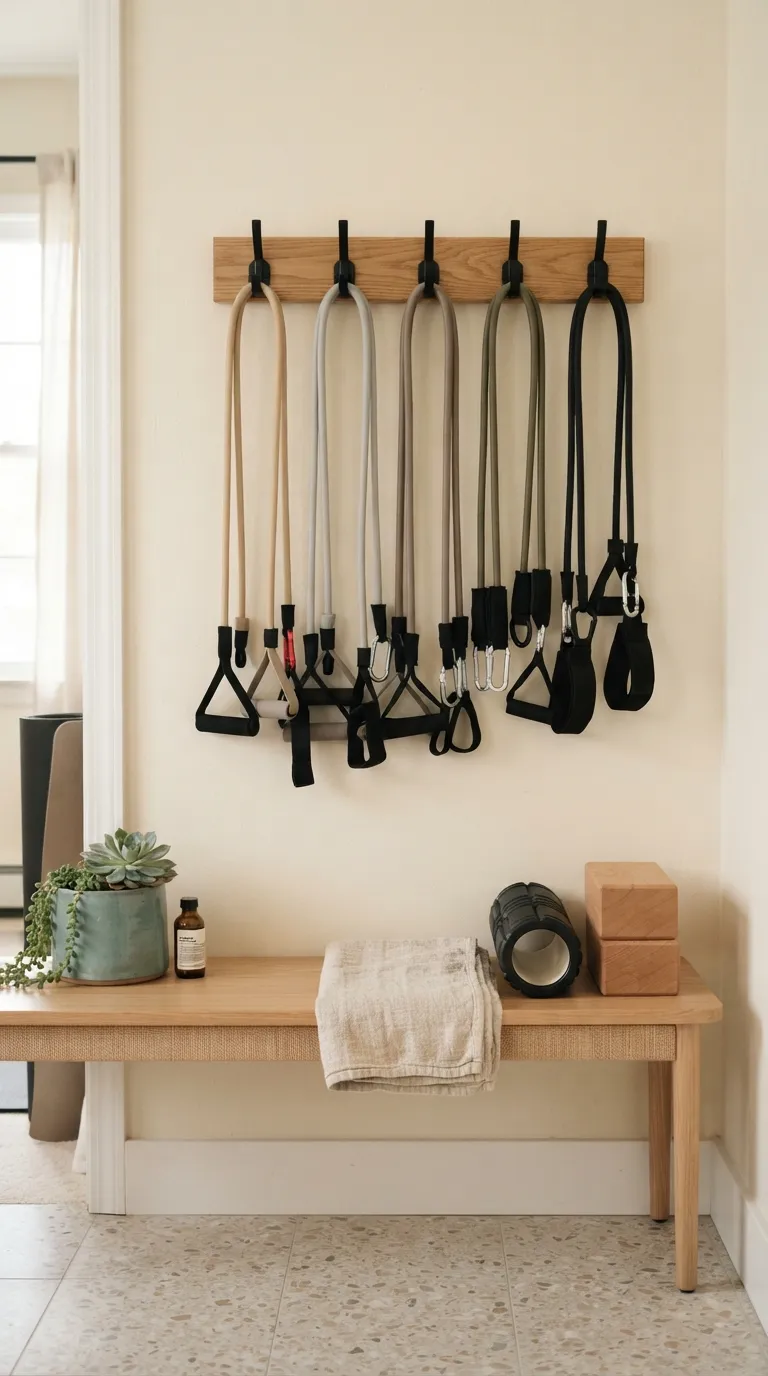 modern home gym ideas on a budget Create a DIY Resistance Band Rack