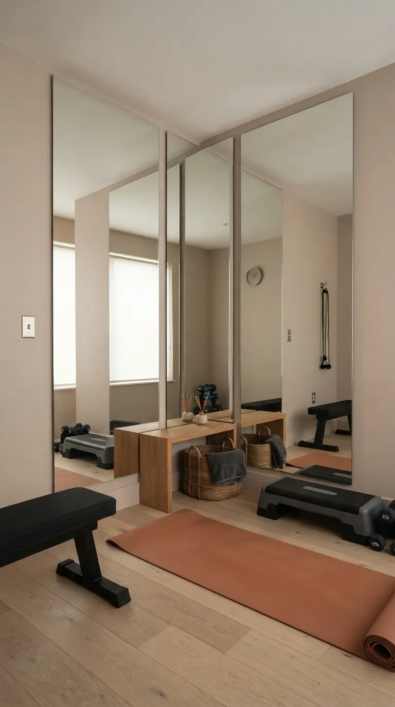 modern home gym ideas on a budget Install an Affordable Mirror Wall
