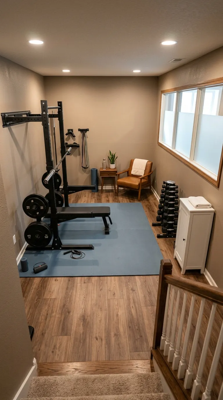 modern home gym ideas with a minimalist aesthetic Basement Fitness Retreat