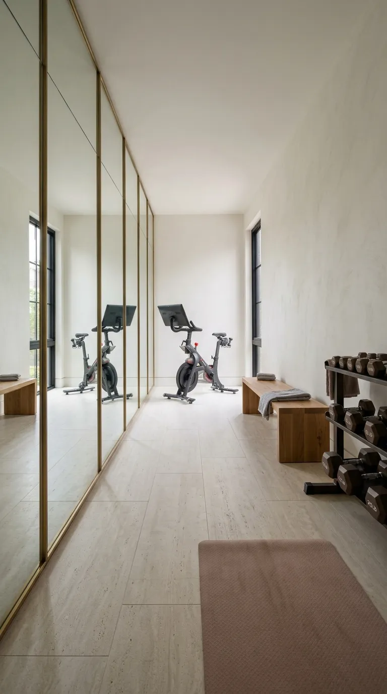 modern home gym ideas with a minimalist aesthetic Floor-To-Ceiling Mirrors