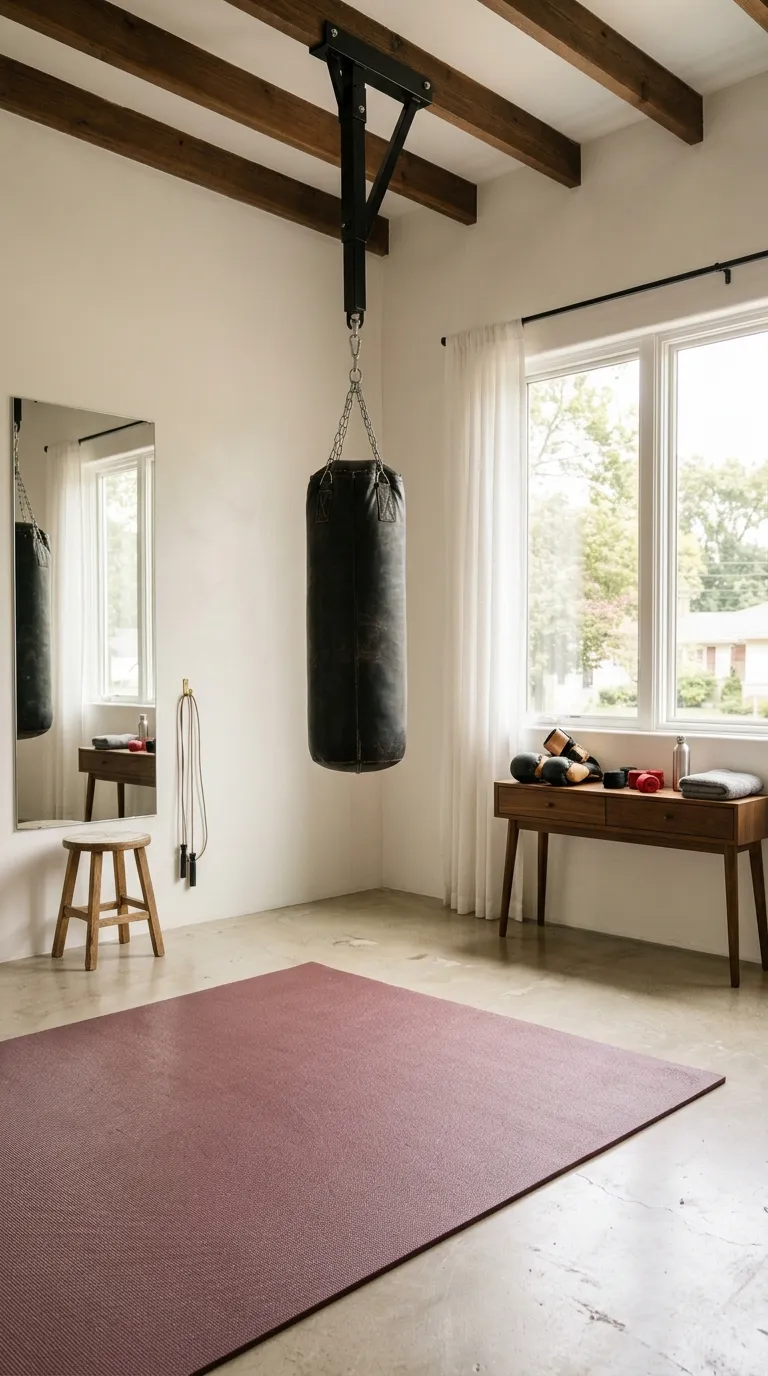 modern home gym ideas with a minimalist aesthetic Minimal Home Boxing Studio