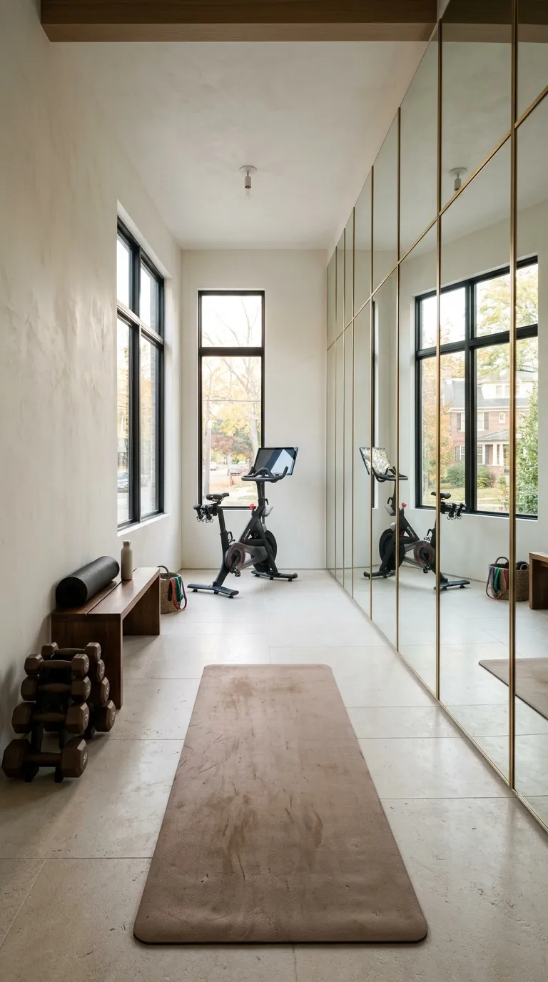 modern home gym ideas with a minimalist aesthetic Warm Neutral Workout Room