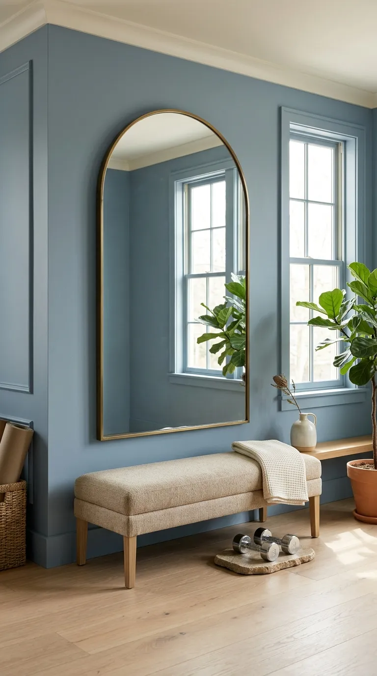 modern home gym ideas with mirrors Arched Mirror Feature