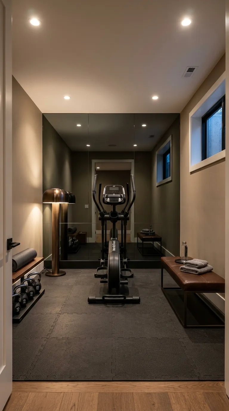 modern home gym ideas with mirrors Black Mirror Accent Wall