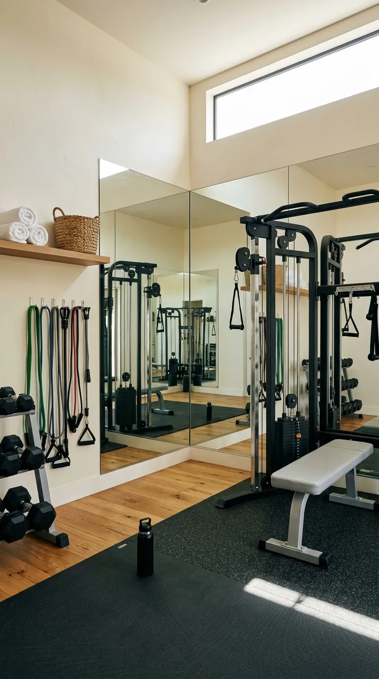 modern home gym ideas with mirrors Floor-To-Ceiling Corner Mirrors