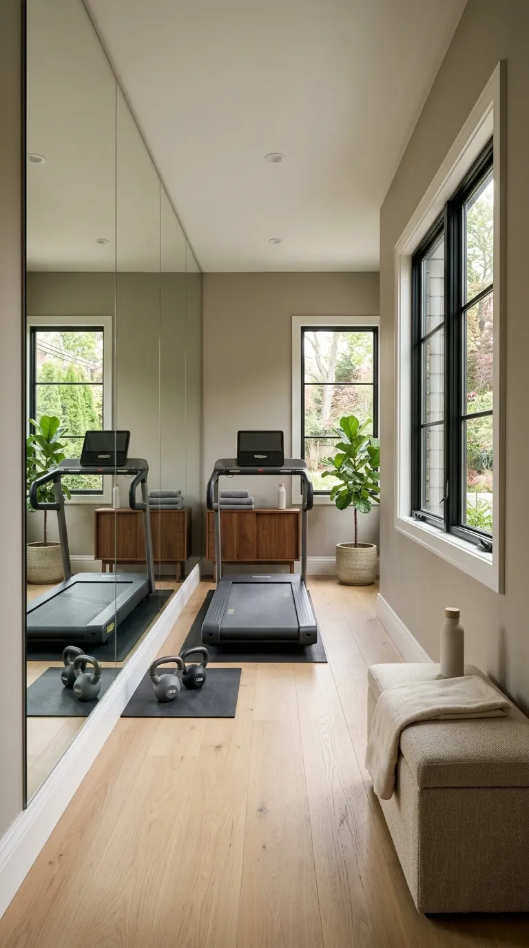 modern home gym ideas with mirrors Full-Height Mirror Wall