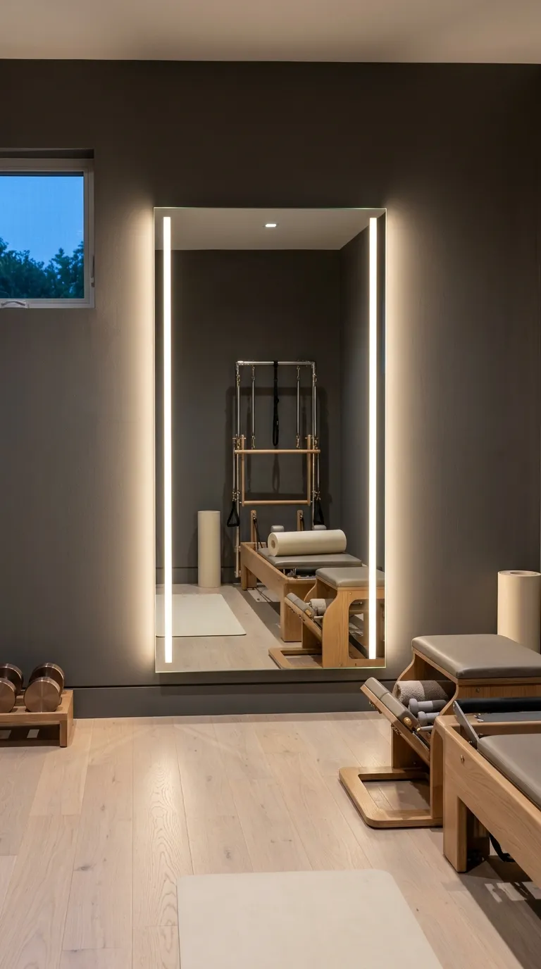 modern home gym ideas with mirrors Mirror With Integrated Lighting