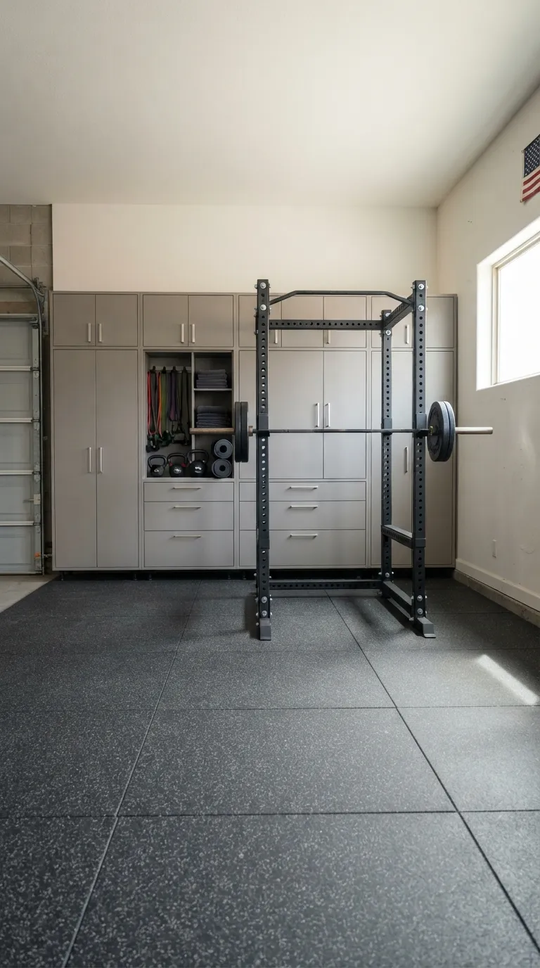modern home gym ideas with storage Garage Cabinet Wall