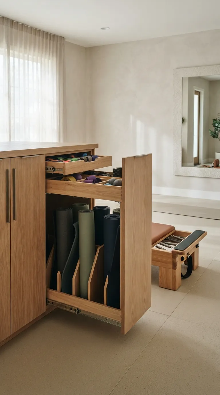 modern home gym ideas with storage Pull-Out Mat Cabinet