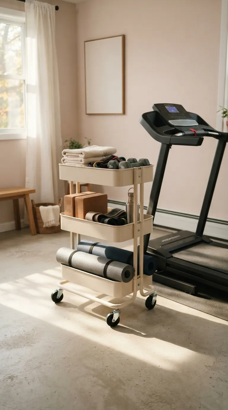 modern home gym ideas with storage Rolling Storage Cart
