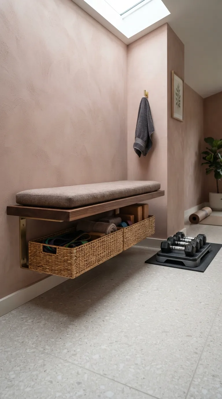 modern home gym ideas with storage Storage Under Floating Bench