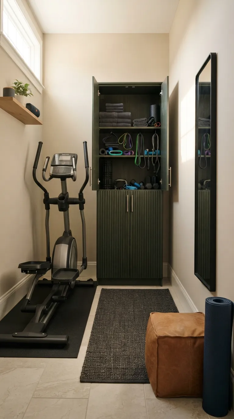 modern home gym ideas with storage Tall Slim Storage Cabinet
