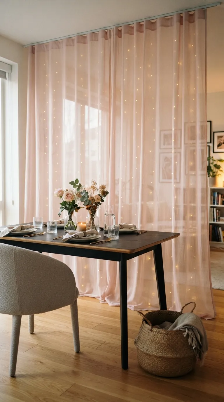 Pink Backdrop Decorations Pink Curtain and Fairy Lights