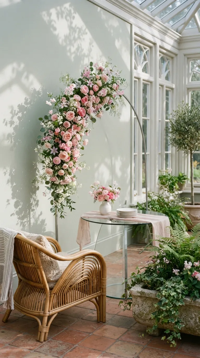 Pink Backdrop Decorations Pink Floral Arch Corner