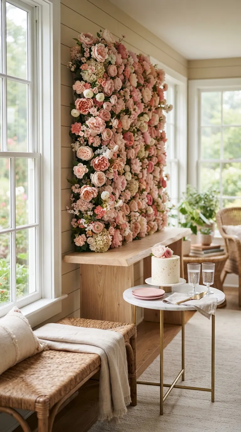 Pink Backdrop Decorations Pink Flower Wall