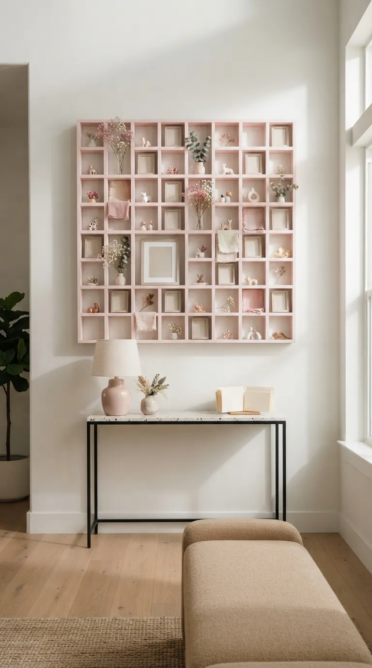 Pink Backdrop Decorations Pink Grid Photo Backdrop