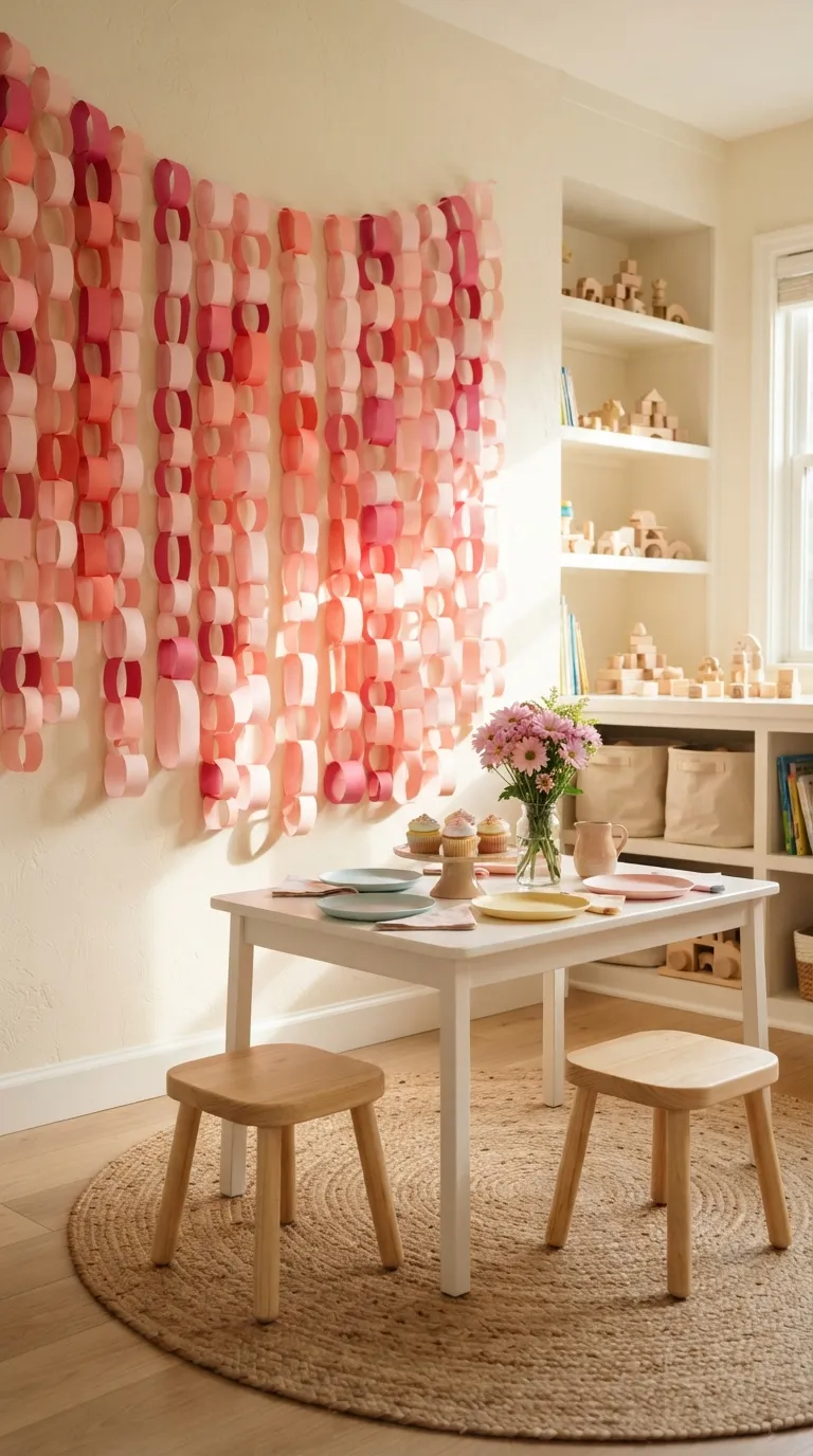 Pink Backdrop Decorations Pink Paper Chain Backdrop