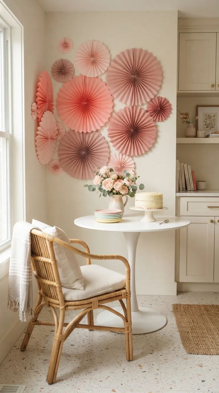 Pink Backdrop Decorations Pink Paper Fan Backdrop