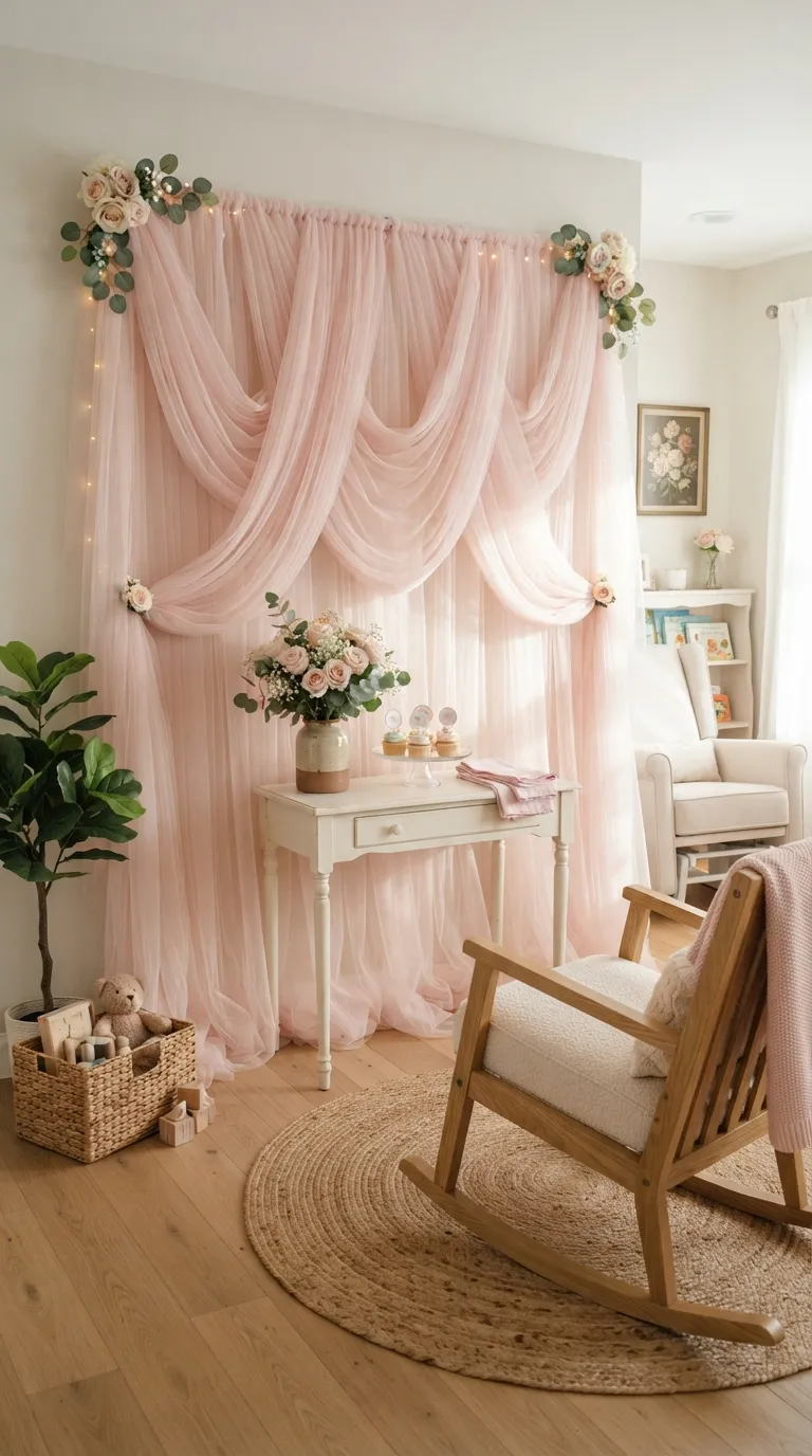Pink Backdrop Decorations Pink Tulle Backdrop