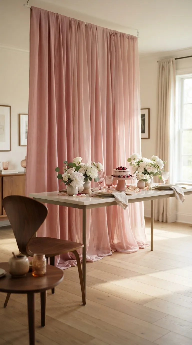 Pink Backdrop Decorations Rose Fabric Draping