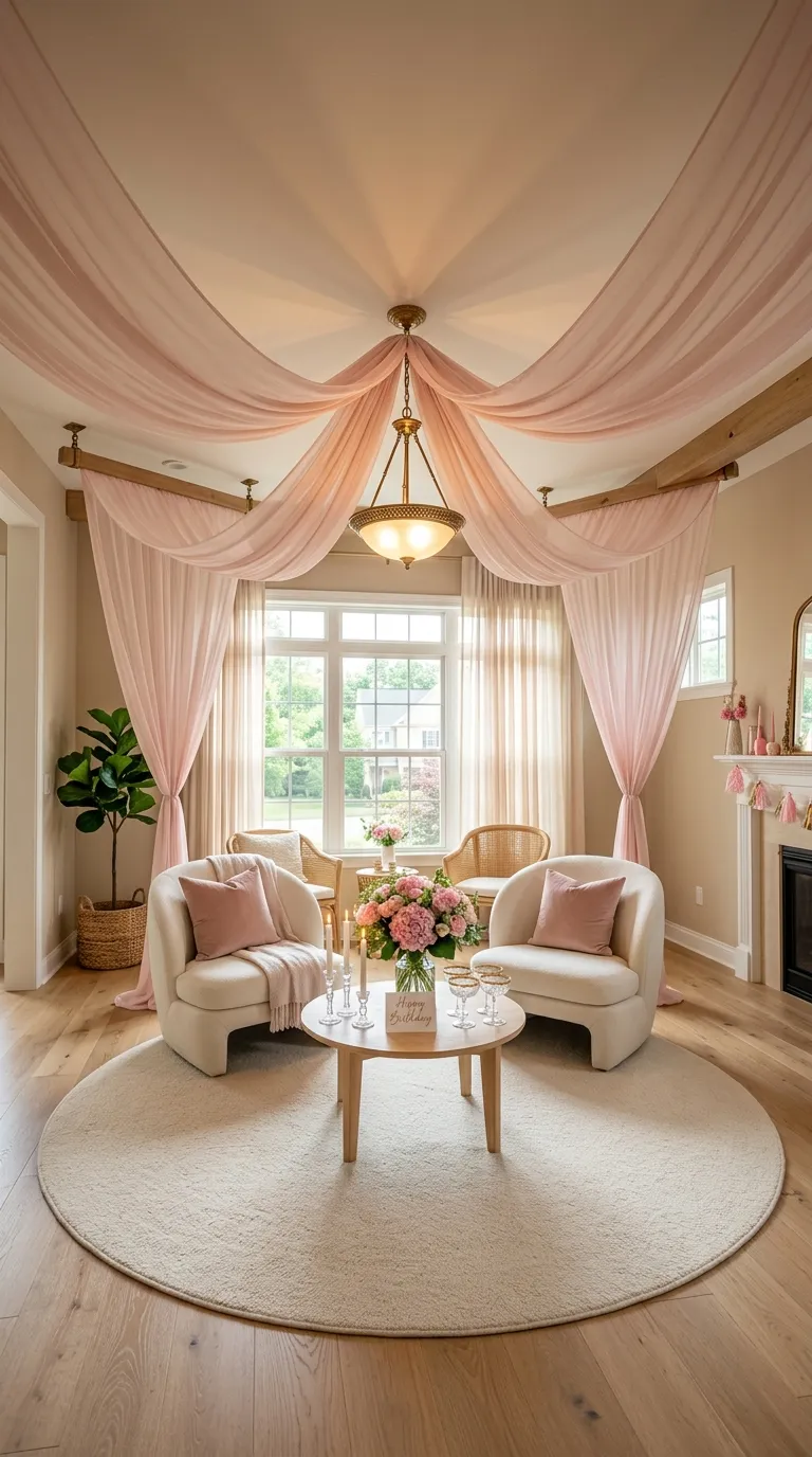 Pink Birthday Party Decorations Adult Pink Ceiling Drapes
