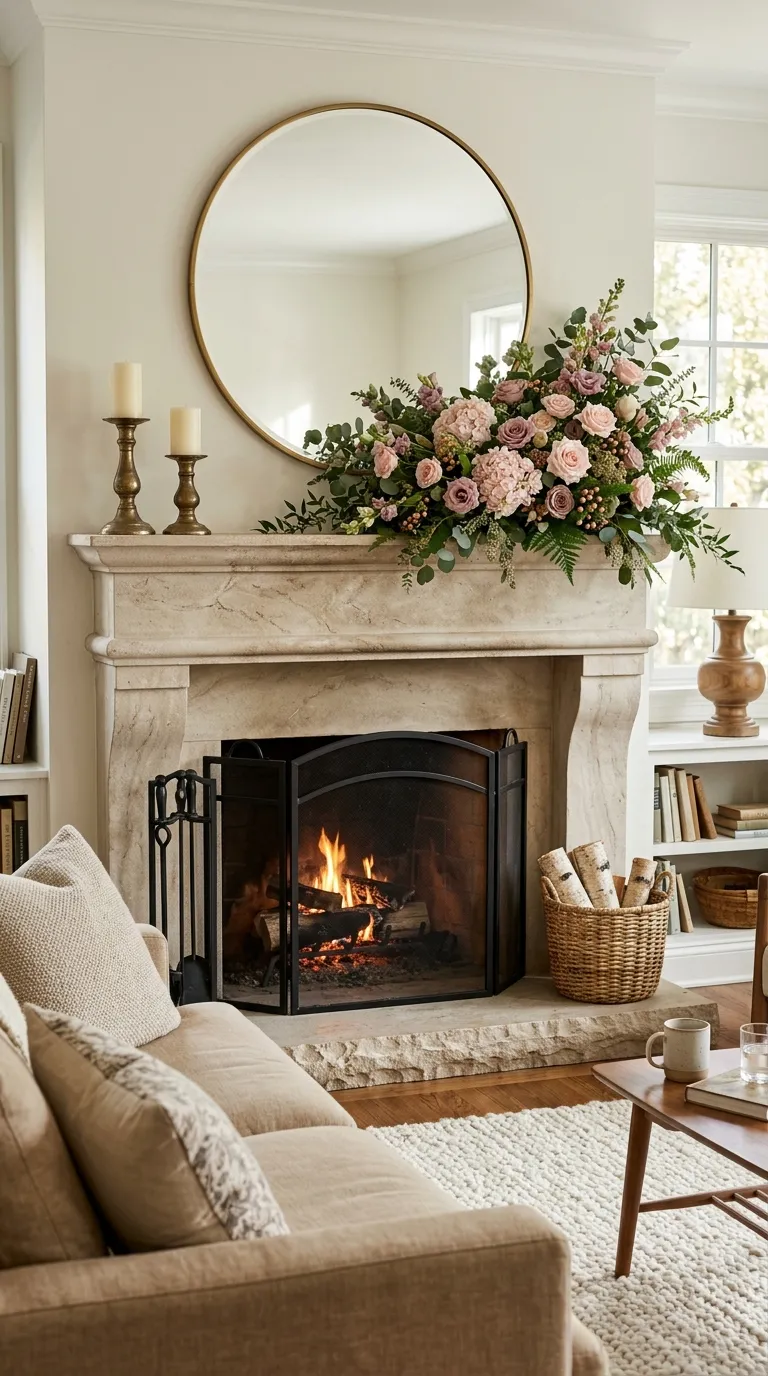 Pink Birthday Party Decorations Adult Pink Floral Fireplace