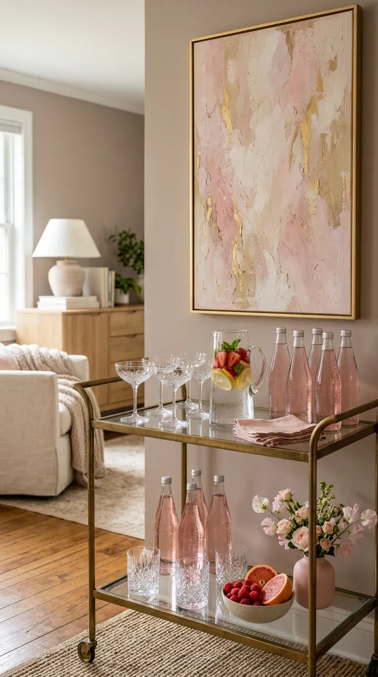 Pink Birthday Party Decorations Adult Rose Pink Bar Cart