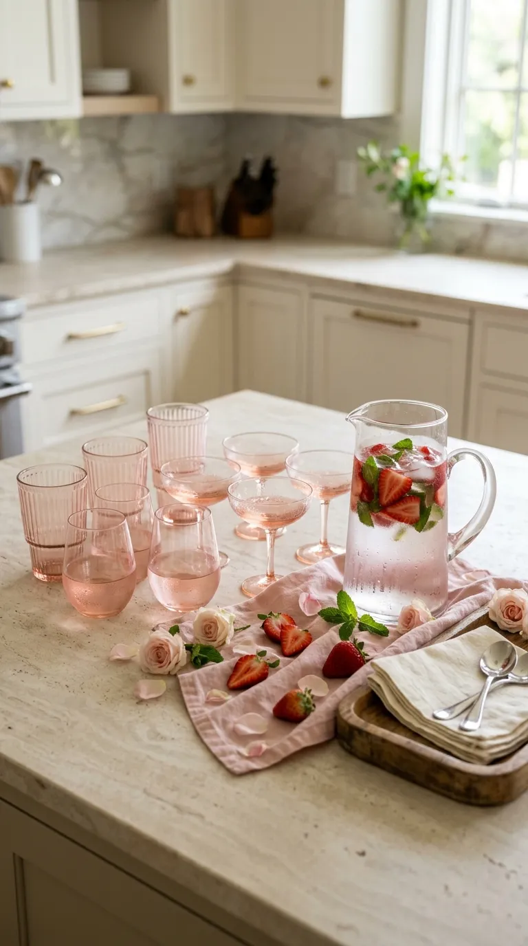 Pink Birthday Party Pink Glassware Display
