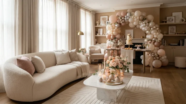 Pink White Birthday Decor