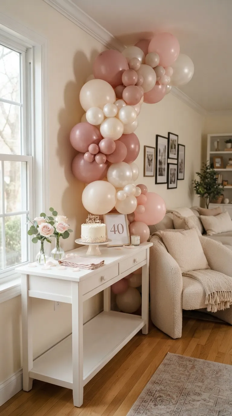 Pink White Birthday Decor Blush Balloon Arch
