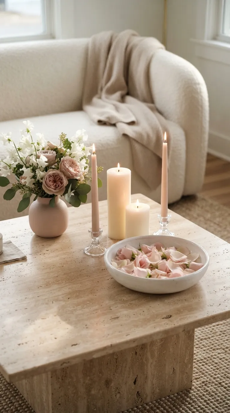 Pink White Birthday Decor Blush Candle Centerpiece