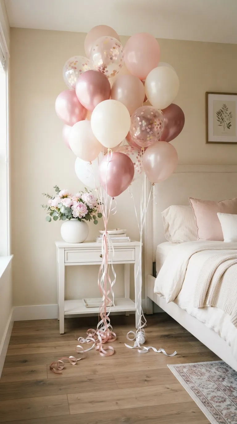 Pink White Birthday Decor Pink Balloon Bouquet