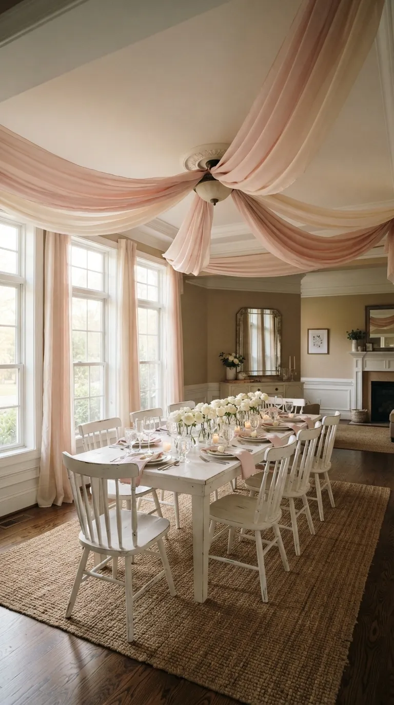 Pink White Birthday Decor Pink Ceiling Draping