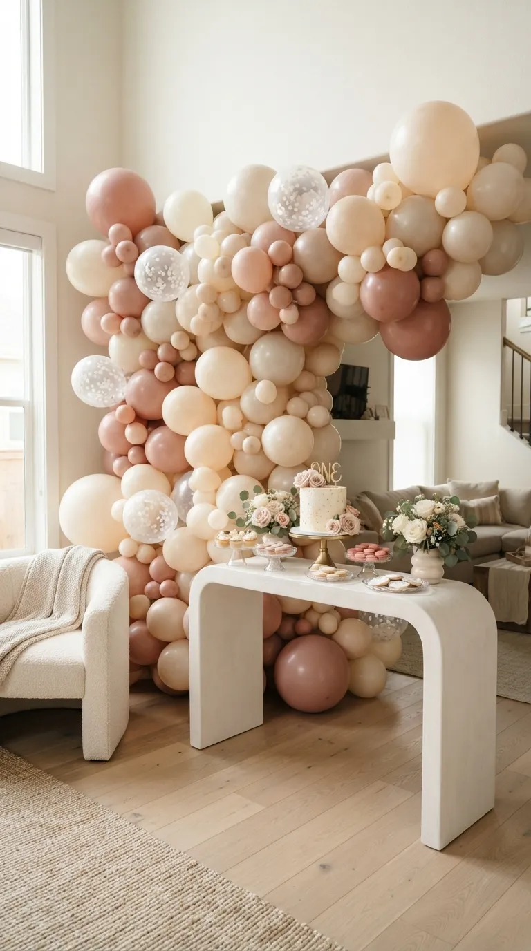 Pink White Birthday Decor Pink White Balloon Wall