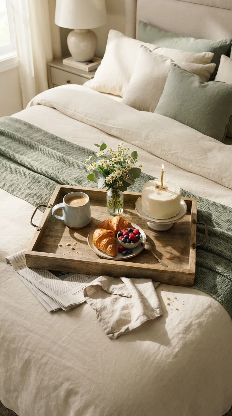 room birthday decoration Cozy Birthday Breakfast Tray