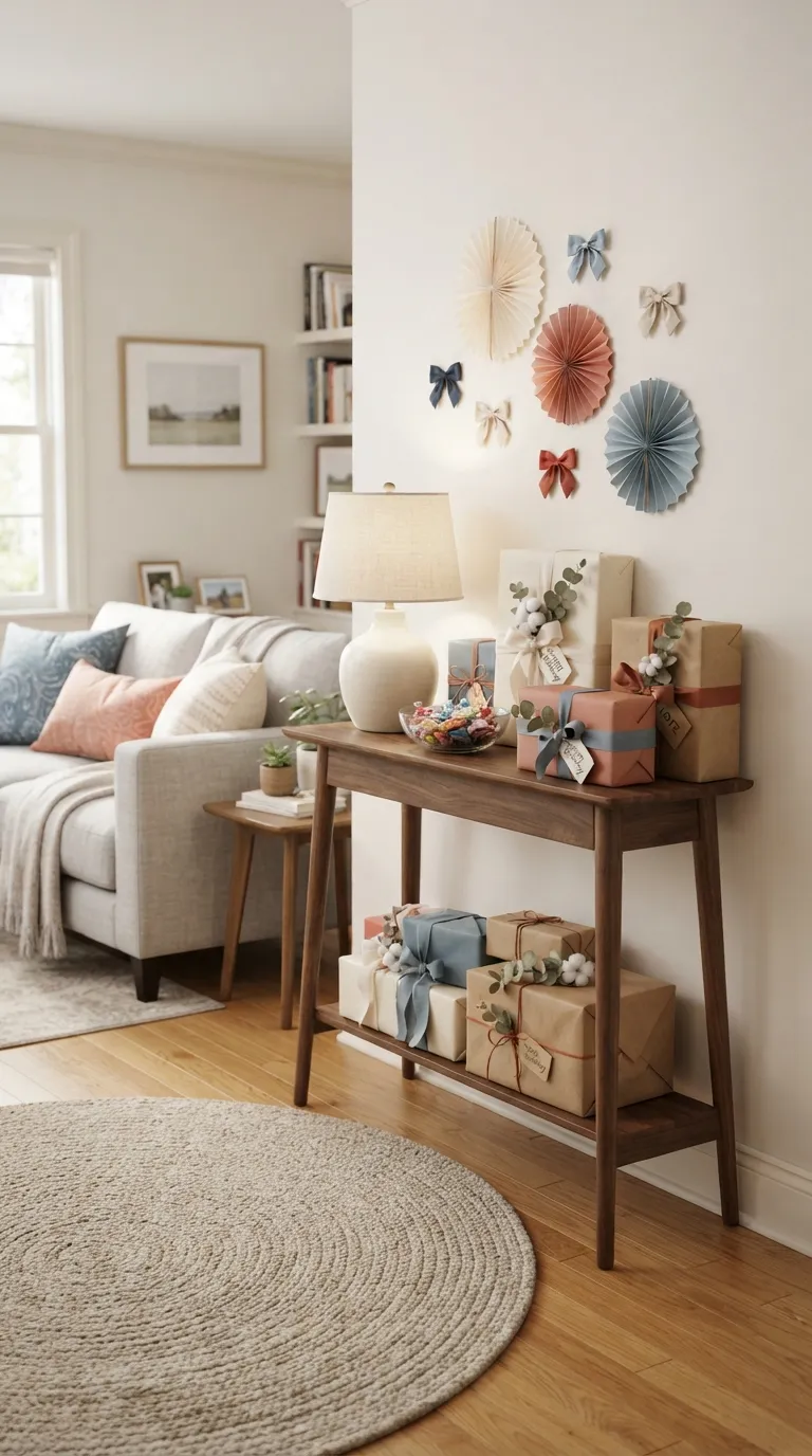 room decor birthday Gift Table Styling