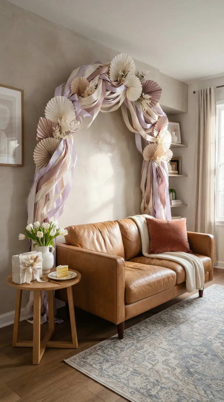 room decor birthday Ribbon-Wrapped Wall Arch