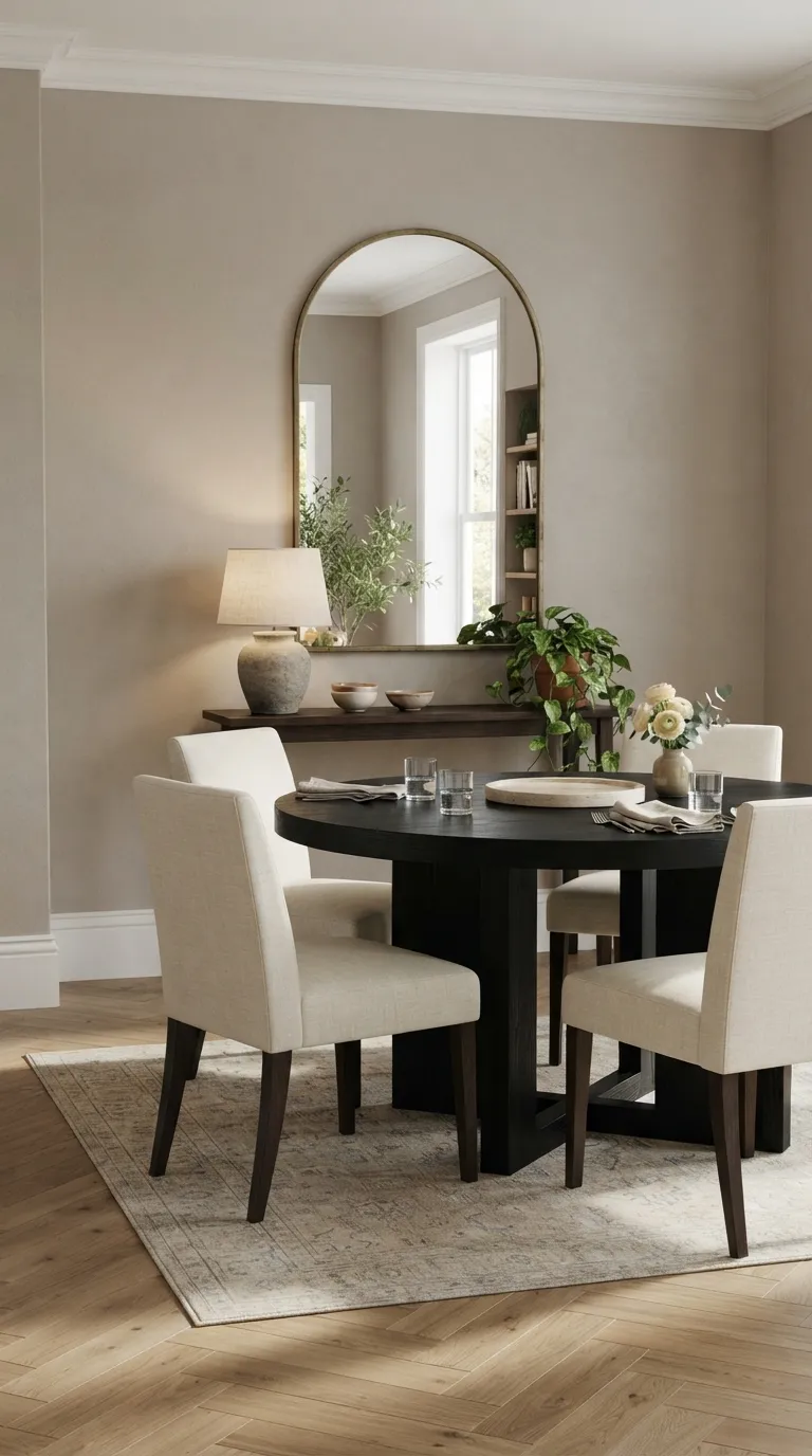 round table dining room decor Arched Mirror Backdrop