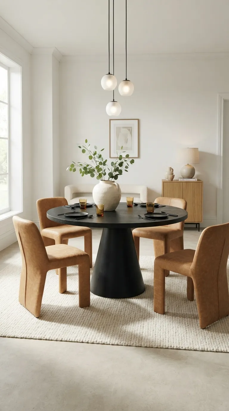 round table dining room decor Black Pedestal Statement