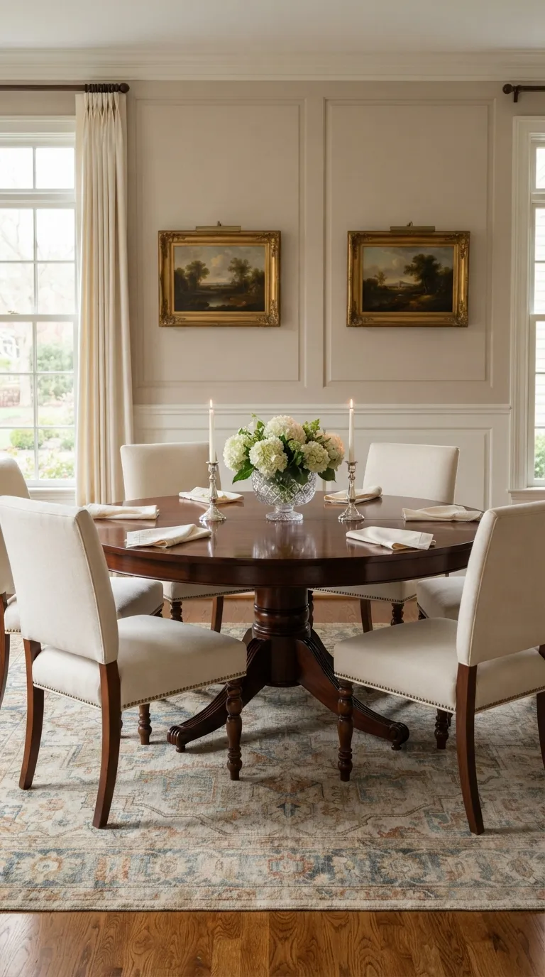 round table dining room decor ideas Classic Dining Elegance