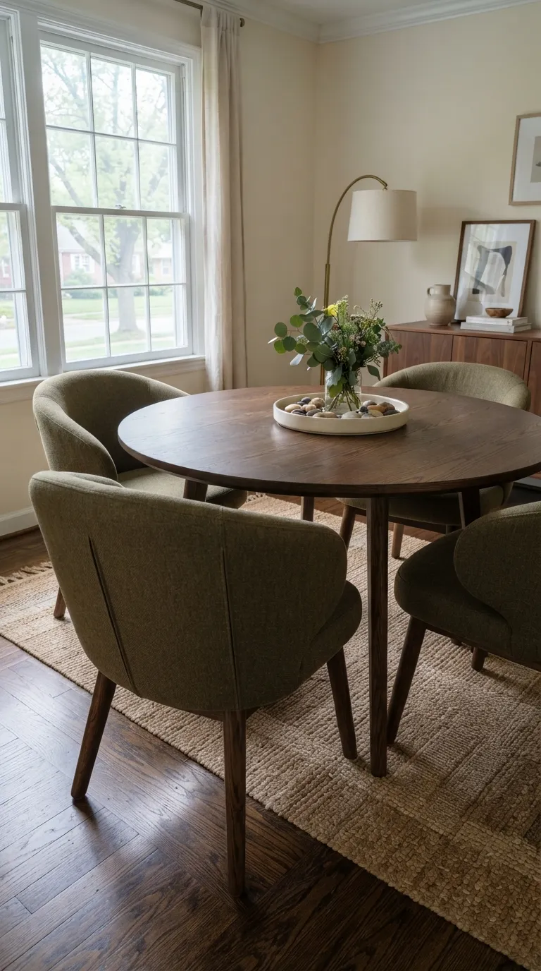 round table dining room decor ideas Curved Back Chairs