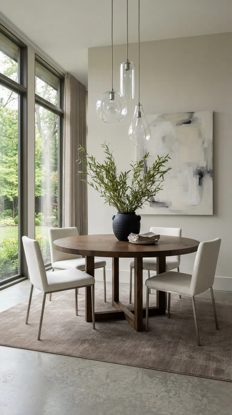 round table dining room decor ideas Modern Glass Pendant