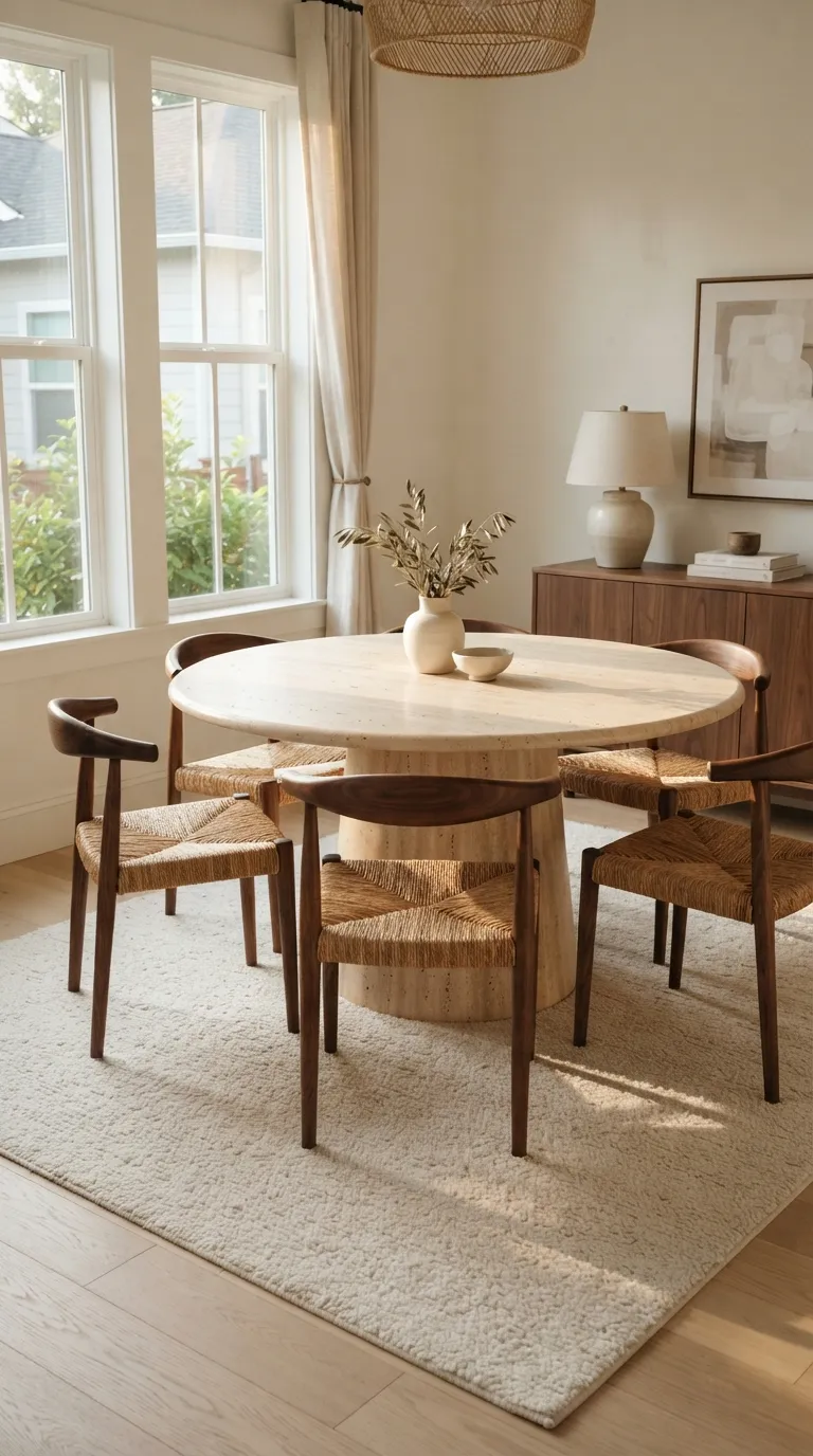 round table dining room decor ideas Natural Stone Tabletop