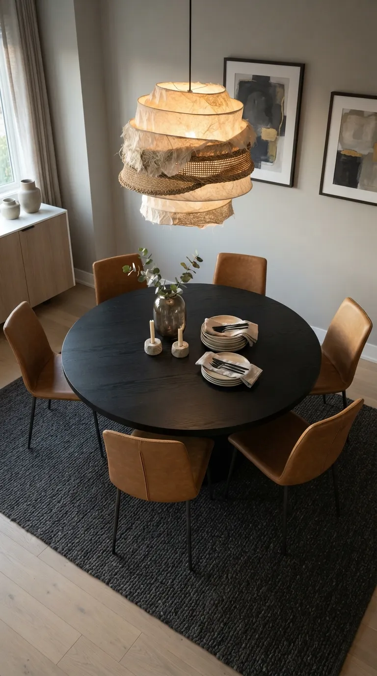 round table dining room decor ideas Sculptural Pendant Light